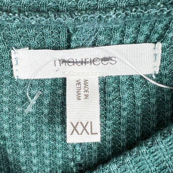 Maurices Womens Green Long Sleeve Knit Mock Neck Tee Size XXL Fair Isle Cuff - Picture 8 of 11